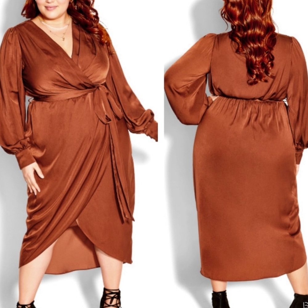City Chic Copper Color Wrap dress